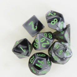 Chessex: Mini Dice Gemini Black-Gray With Green