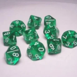 Translucent Poly D10 Green/White (10)