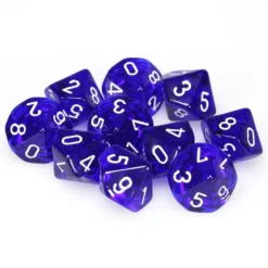 Translucent Poly D10 Blue/White (10)