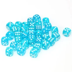 Translucent 12mm D6 Teal/White (36)