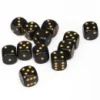 Opaque: 16mm D6 Black With Gold (12) -game Shop CHX25628