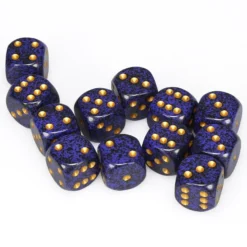 Speckled: 16mm Pip D6 Golden Cobalt (12)