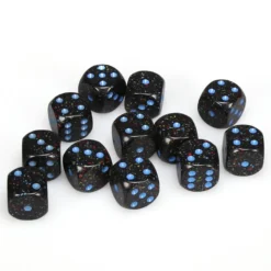 Speckled 16mm D6 Blue Stars (12)