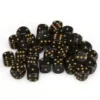 Opaque: 12mm D6 Black With Gold (36)