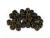Opaque: 12mm D6 Black With Gold (36)
