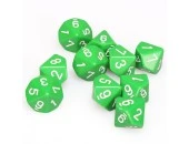 Opaque Poly D10 Green/White (10)