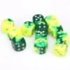 Gemini 16mm D6 Green Yellow With Silver (12) -game Shop CHX26654