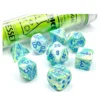 Chessex Lab Dice: 7-Set Tube - Festive Garden/Blue -game Shop CHX30046