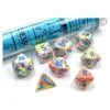 Chessex Lab Dice: 7-Set Tube - Festive Kaleidoscope/Blue -game Shop CHX30047