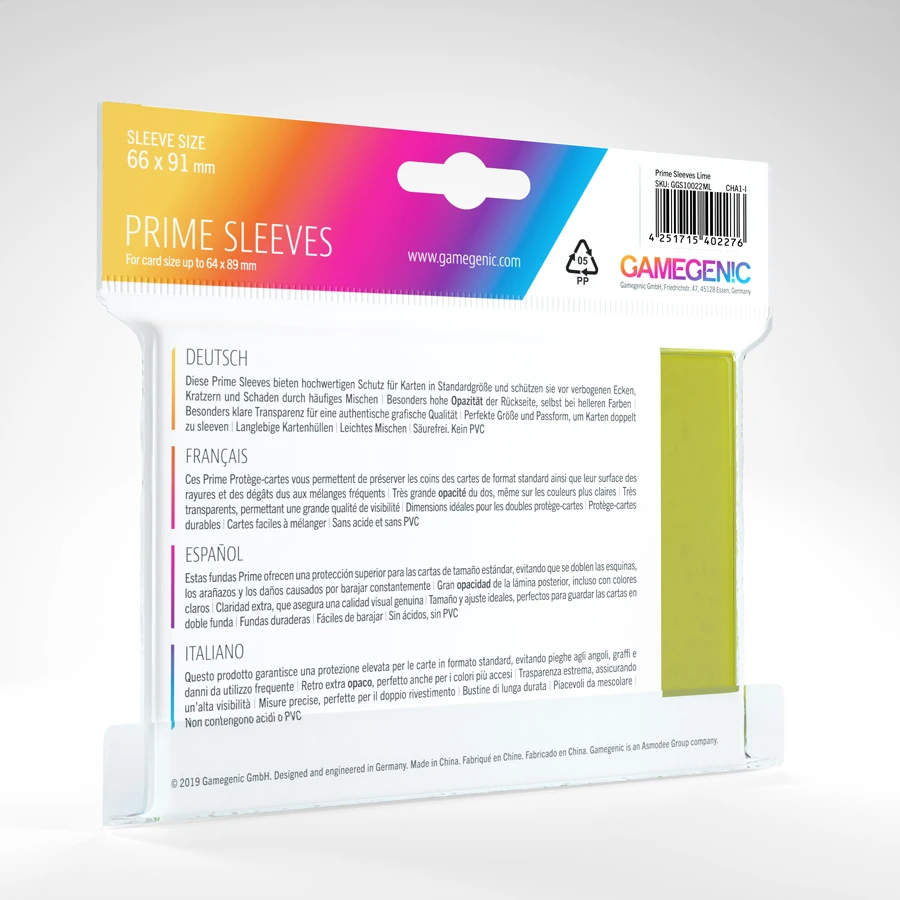 Gamegenic Prime Lime Card Sleeves (100) 4 Gamegenic Prime Lime Card Sleeves (100) - Image 2