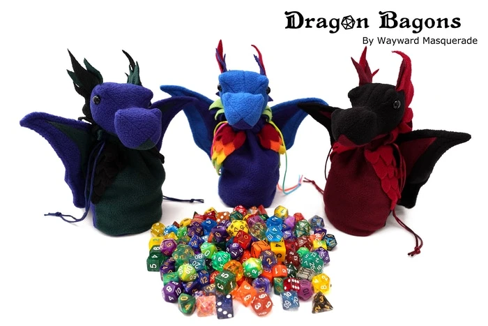 Dice Bag: Dragon Bagons - Blue/Black 3 Dice Bag: Dragon Bagons - Blue/Black